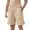 thumbnail image 1 of Auroural Boys Shorts Size 7 Children's Solid Color Elastic Waist Casual Sports Shorts For Kids Khaki 6-7Years, 1 of 9