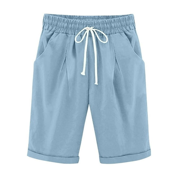 Auroural Boys Shorts Size 8-9 Children's Solid Color Adjustable Waist With Pleats And Pocket Casual Sporty Shorts For Kids Blue 8-9Years