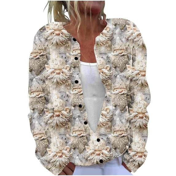 Auroural Cardigan Sweaters for Women Oversized Ladies' Casual Printed Knitted Cardigan with Button Up Jacket and Top