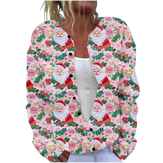 Auroural Cardigan Sweaters for Women Plus Size Ladies' Casual Printed Knitted Cardigan with Button Up Jacket and Top