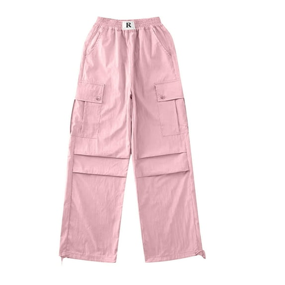 Auroural Cargo Pants For Toddler Girls 5T Children's Pants Spring Product Solid Color Work Pants With Multiple Pockets Loose Pants For Boys And