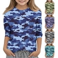 thumbnail image 1 of Auroural Children's Long Sleeve Tops Boys And Girls Casual Camouflage Print 3/4 Sleeve Round Neck Top For 3-12 Years Purple 3 Years, 1 of 7