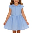 thumbnail image 1 of LOOK! Auroural Children's Plaid Lapel Short Sleeved Dress Girls' Summer College Style Casual And Comfortable Dress（2-8Y）, 1 of 8