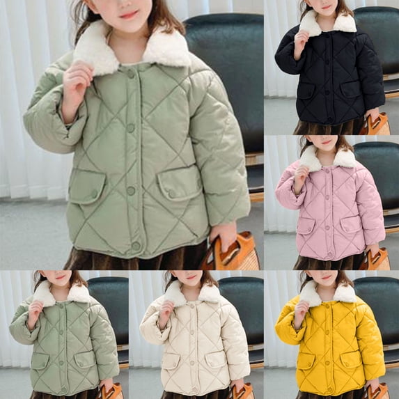 Auroural Toddler Girls Winter Coats 2T - 3T Children's Winter Cotton Clothing Boys and Girls' Wool Collar Thickened Warm Jacket 2-8 Year