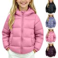 thumbnail image 1 of Auroural Toddler Girls Outfits Winter Coats Children's Winter Solid Color Long Sleeves Hooded Zipper Quilted Coat Keep Warm Coat Kids 1-8 Year, 1 of 6