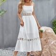 thumbnail image 1 of Auroural Black And Friday Deals Clearance Derby Dresses for Women 2023 Women's Fashion Solid Color Comfortable Loose Sleeveless Casual Cut-out Lace Dress, 1 of 9