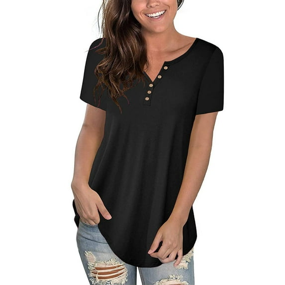 Auroural Womens Clothes Women's Plus Size Tunic Tops Solid T Shirt Floral Casual Short Sleeve Blouse