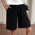 thumbnail image 1 of Auroural Clearance under $10.00 Womens Shorts Clearance Fashion Womens Drawstring Casual Elastic Waist Loose Solid Shorts Pants, 1 of 4