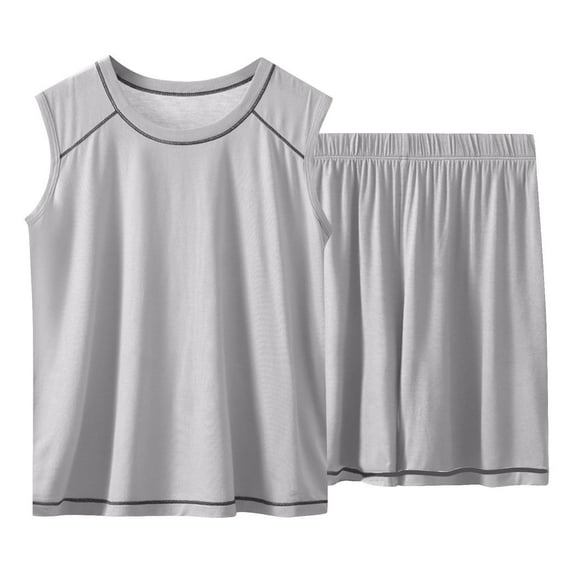 Auroural Clothes Sets for Kids Children's Solid Color Sleeveless Elastic Waist Shorts Mid Size Children's Summer Casual Home Set 3-16 Years