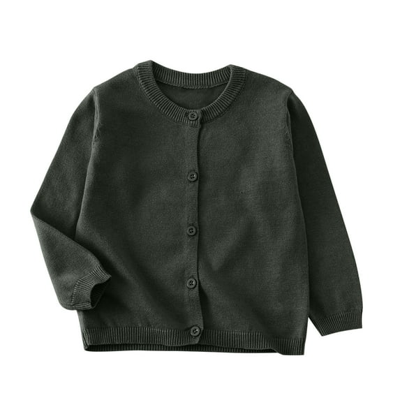 Auroural Clothes for Toddler Girls 4t-5t Children's Solid Color Long Sleeved Fleece Knitted Cardigan Long Sleeved Round- Neck Sweater For Kids