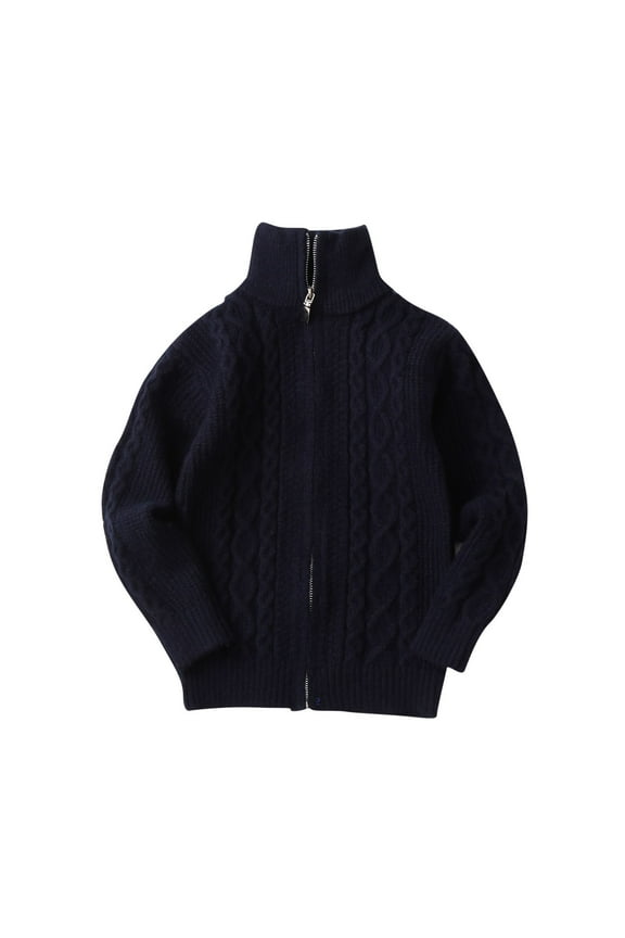 Fall and Winter Clothes for Boys Wintertime Boys And Girls Streak Sheep Wool Hooded Zipper Sweater