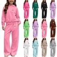 thumbnail image 1 of Auroural Girls 2 Piece Outfits Size 7/8 Children's Winter Printed Hooded Sweatshirt Wide-Leg Pants Casual Sports Fleece-Lined Warmth Two-Piece Set Kids, 1 of 7