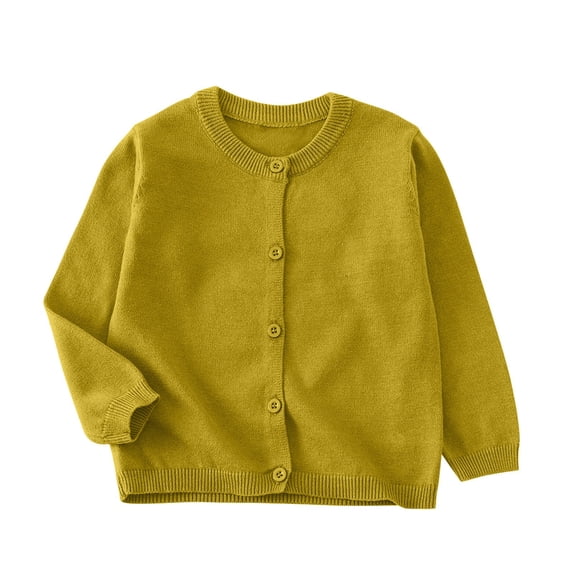 Auroural Girls Clothes 7-8 Outfits Children's Solid Color Long Sleeved Fleece Knitted Cardigan Long Sleeved Round- Neck Sweater for Kids 2-10 Years