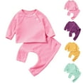 thumbnail image 1 of Auroural Girls Clothes Sets Boys Clothes Sets Fall And Winter Baby Solid Color Boys And Girls Suit Cute Long Sleeved Round Neck Casual Two-piece Set Long Sleeved Round Neck Top/shirt Set Pink 1 Years, 1 of 10