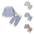 thumbnail image 1 of Auroural Girls Clothes Sets Boys Clothes Sets Fashion Girls' Casual Long Sleeve Round Neck Collar Botton Solid Long Pants Sets Light Blue 18 Months, 1 of 10