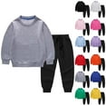 thumbnail image 1 of Auroural Girls Clothes Size 8 Fall Clothes Toddler Kids Boys and Girls Fashion Cute Solid Color Soft Long Sleeve Pants Hoodie Sweatpants Suit Hot Pink 8 Years, 1 of 9