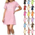 thumbnail image 1 of Auroural Girls Customized Customers Short Sleeve T Shirt Dress Casual Crew Short Sleeve Round-Neck Dress Kids, 1 of 9