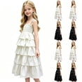thumbnail image 1 of Auroural Girls Dresses Size 10-12 Girls Spaghetti Strap Tiered Ruffle Dress Smocked Bodice Sleeveless Summer Casual Sundress Kids, 1 of 8