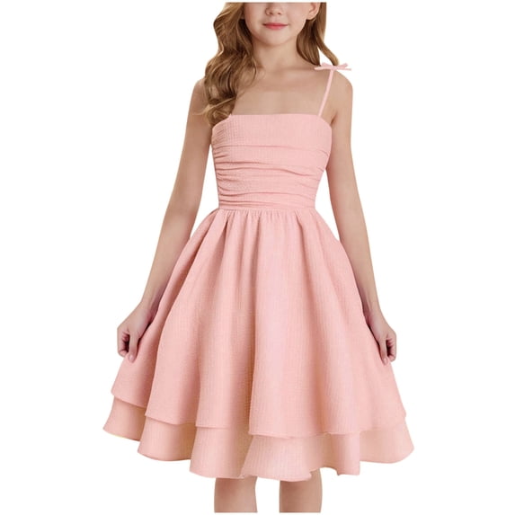 Auroural Girls Dresses Size 8 Children's Summer Solid Color Silk Camisole Dress 8-9 Years