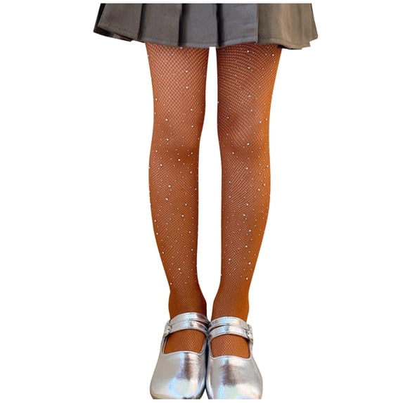 Auroural Girls Fishnet Tights Size 10-12 Children's Girl Solid Color Dance Pants Colorful Leggings Dance Party School Performance Trousers Stockings 5-15 Years Brown