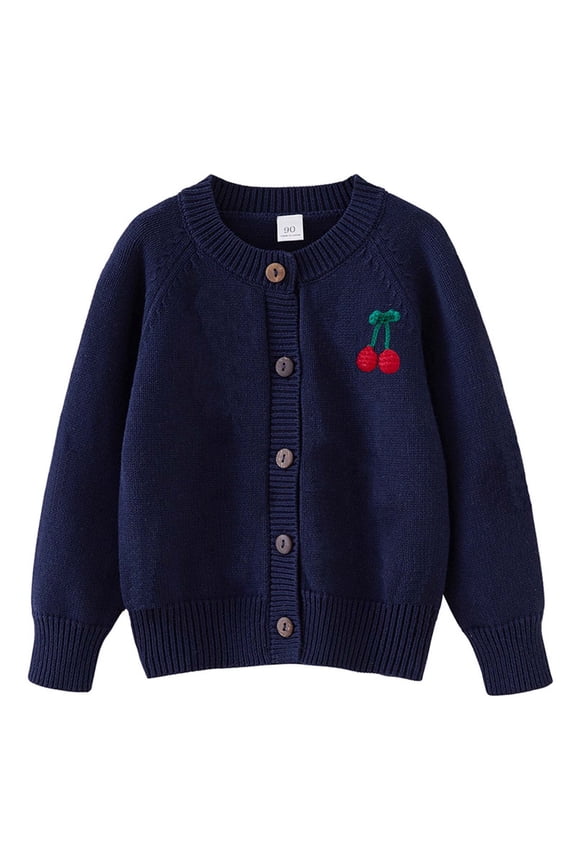 Girls Jackets Size 7-8 Heavy Industry Hand Crocheted Girls Knitted Cardigan Cotton Round Neck Children's Sweater Jacket