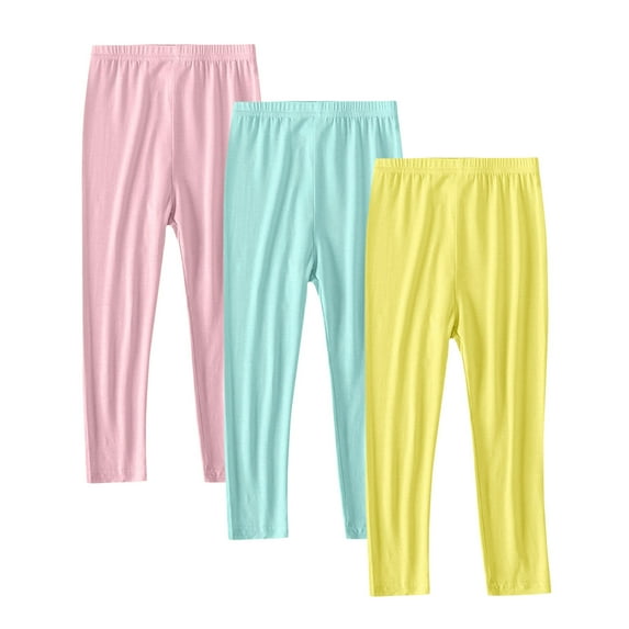 Auroural Girls Leggings 10-12 Girl 3PC Pants Thin Children's Leggings For Girl Baby Pants Childrens Long Pants Yellow 10 Years