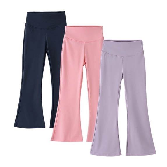 Auroural Girls Leggings Size 12-14 High Waisted Flared Leg Girls' Flared Pants High Waisted Pants Mid Size Children's Fall Sports Long Pants 14 Years Multicolor