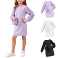 thumbnail image 1 of Auroural Girls Long Sleeve Knit Dress with Matching Mini Crossbody Bag Round Neck Ribbed Casual Outfit, 1 of 9