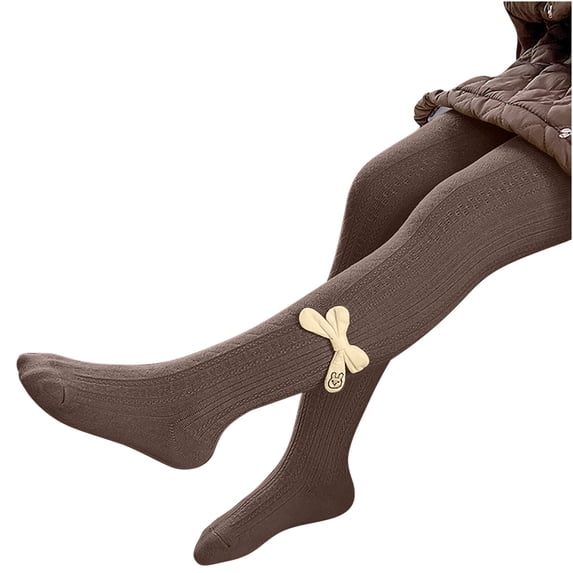 Auroural Girls Pantyhose Stocking with Bowknot Solid Color Girls' Tights Winter Elastic Warm Pantyhose Children's Bottom Socks and Pant (1-12 Years Old)