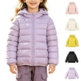 thumbnail image 1 of Auroural Girls Puffer Jacket with Hood Children's Winter Solid Color Long Sleeves Hooded Zipper Quilted Coat Keep Warm Coat Kids 0-15 Years, 1 of 9