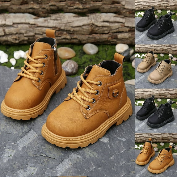 Auroural Girls Shoes Toddler Girls Boots Sizes 4-8 Children's Winter Solid-color Short Leather Boots British-style Boots 3-3.5Years