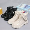 thumbnail image 1 of Auroural Girls Shoes Girls Boots Fall And Winter Girls' Side Zipper Pearl Metal Decoration Solid Color Boots British Style Big Kids Fashionable Leather Soft Bottom Short Boots 5.5 Years, 1 of 9