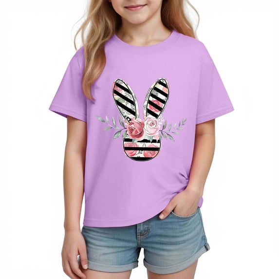 Auroural Girls Short Sleeve Shirts Size 14 Boys Girls Easter Shirts Tshirt Short Sleeve Top Funny Graphic Tshirts 3-14 Years