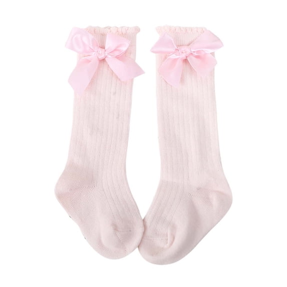 Auroural Girls Socks Over The Knee Toddlers Girls Cute Big Bow Knee High Long Soft Cotton Lace Baby Socks Kids