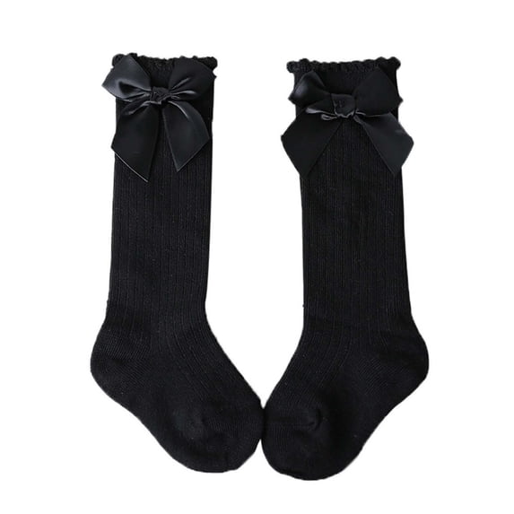 Auroural Girls Socks Over The Knee Toddlers Girls Cute Big Bow Knee High Long Soft Cotton Lace Baby Socks Kids