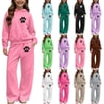 thumbnail image 1 of Auroural Girls Sweat Set Size 7-8 Children's Winter Printed Hooded Sweatshirt Wide-Leg Pants Casual Sports Fleece-Lined Warmth Two-Piece Set Kids, 1 of 7