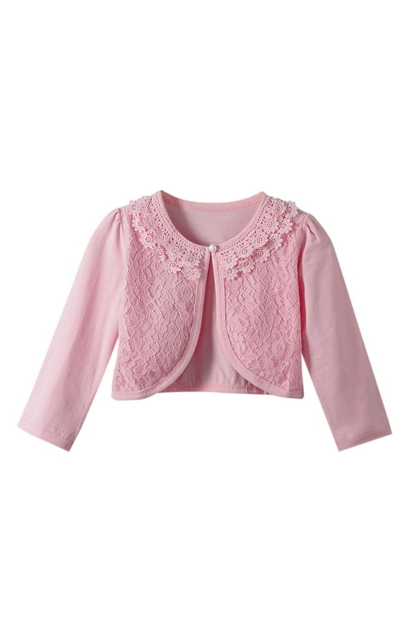 Jackets for Girls Toddler Kids Baby Girls Fashion Cute Solid Color Long Sleeved Lace Princess Cardigan Shawl Top Coat