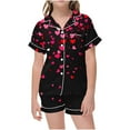 thumbnail image 1 of Auroural Kids Pajamas Set Button up Girls Button Front Pajama Top & Shorts Set, Heart Shaped Print闁?2-Piece, Sizes 2-14 & Plus, 1 of 5