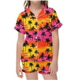 thumbnail image 1 of Auroural Kids Pajamas Short Sleeve with Pants Girls Button Front Pajama Top & Shorts Set, 2-Piece, Sizes 2-14 & Plus, 1 of 5