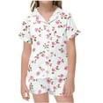 thumbnail image 1 of Auroural Kids Sleepwear Size 8 Girls Button Front Pajama Top & Shorts Set,Flower Print， 2-Piece, Sizes 2-14 & Plus, 1 of 5