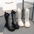 thumbnail image 1 of Auroural Little Girls Boots Size 10-12 Fall And Winter Solid Color Zipper Mid-calf Leather Boots Fashionable Student Boots For Little Girls Princess Boots With Lining Shoes 6.5 Years, 1 of 9