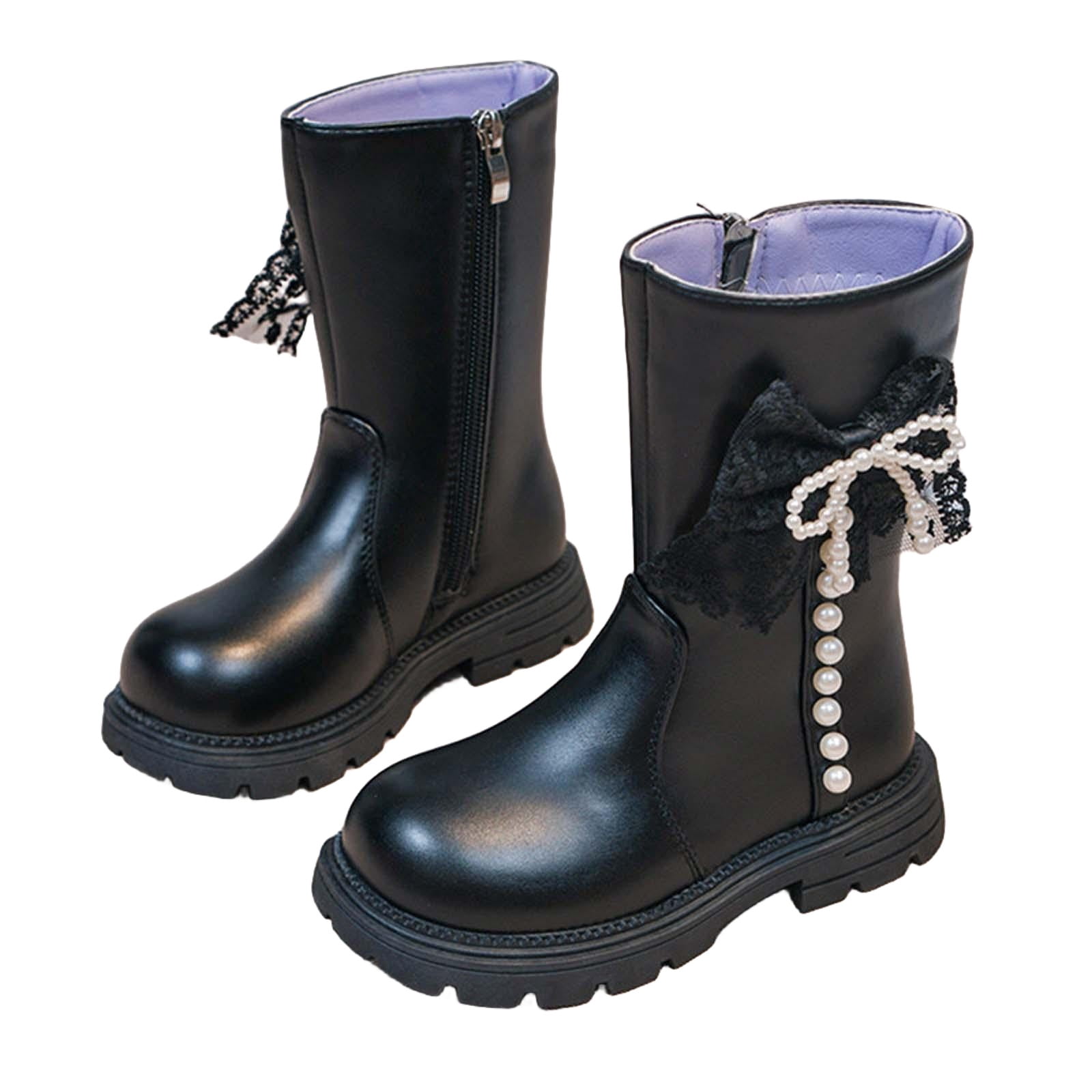 Long Fall Boo Auroural Little Girls Boots Size 11 Girls Mid Calf High Leather Boots ...