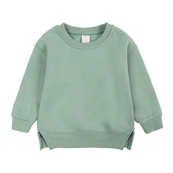 Auroural Little Girls Sweatshirts Sweatshirt for Girls Size 6 Boys and Girls Sweater Coat Round Neck Small and Medium Children's Pullover Solid Color Fleece Top 6-7 Years Green