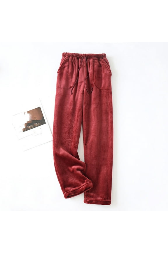 Pants for Women Women's Thermal Fleece Pockets Pajama Lounge Warm Casual Trousers Home Pants