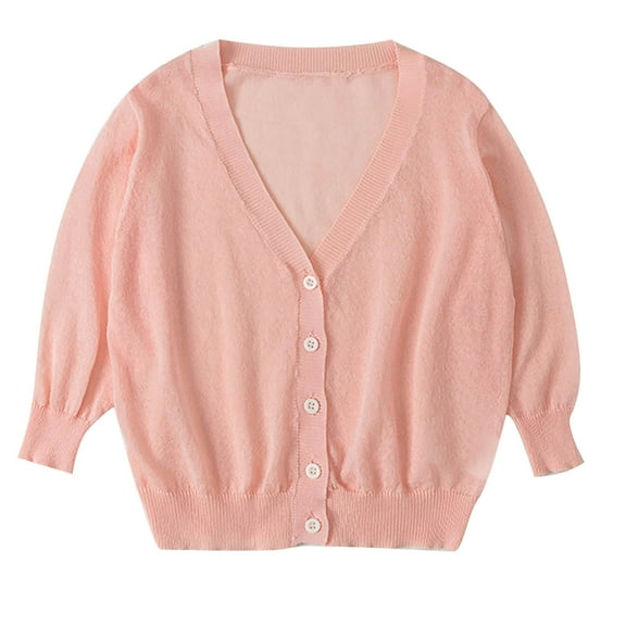 Auroural Pink Cardigan Toddler Girls Toddler Kids Baby Girls Fashion Cute Color Long Sleeved Thin Style Button Cardigan Coat