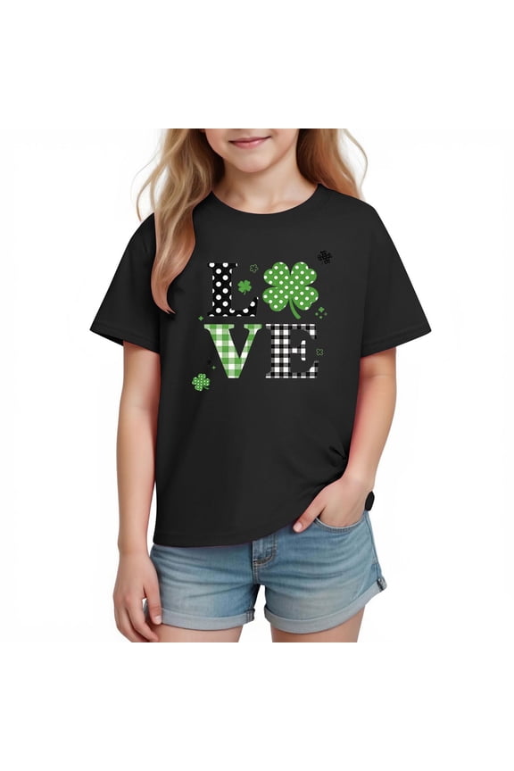 Short Sleeve Shirts for Toddler Girls Kids Boys And Girls Short Sleeve Graphic T-Shirt School Season Cute Print Top