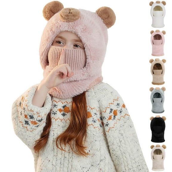Auroural Ski Mask Balaclava Winter Face Mask for Kids Warm Hood Cover Hat Cap Scarf Cute Winter Outdoor Face Mask And Neck Warmer For Boys And Girls Aged 4-10. Black