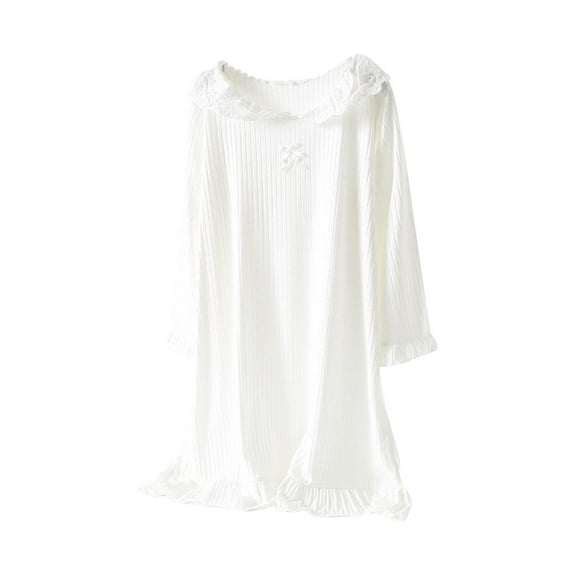 Auroural Sleep Dress For Girls Children's Solid Color Long Sleeved Round Neck Home Clothes Girls' Casual And Comfortable Nightgown