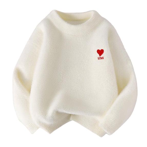 Auroural Sweaters for Girls 14-16 Children's Round Neck Long Sleeved Sweater Base Shirt Medium And Large Children's Casual And Comfortable Top White 14 Years