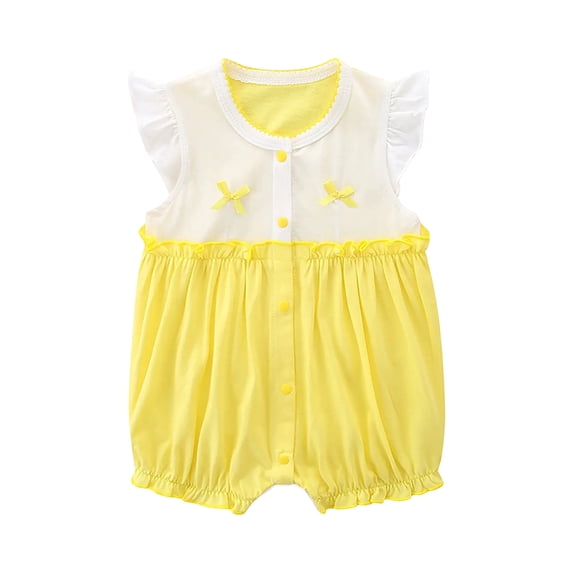 Auroural Onesies 0-3 Months Girl Cotton Toddler Baby Girls Short Sleeve Printed Color T-Shirt Round Neck Jumpsuit Romper